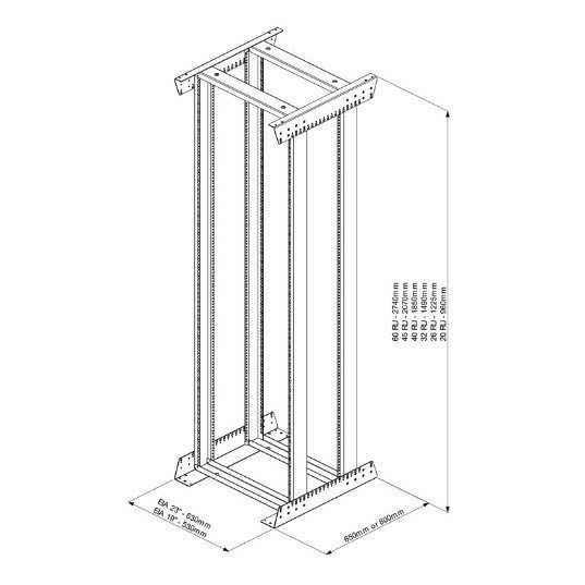 Enclosure rack frame CAD drawing