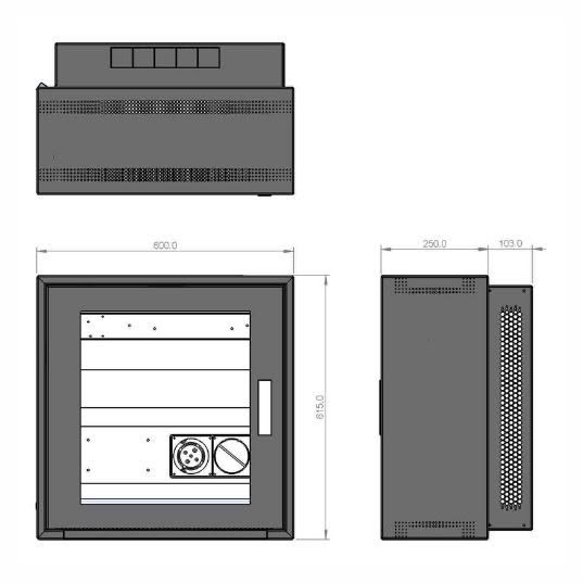 Cabinet CAD technical drawing views