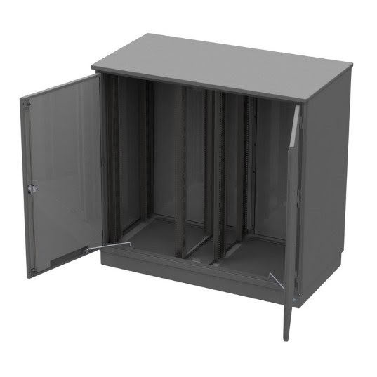 Two door grey cabinet internal