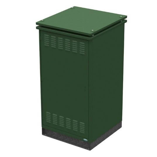 Green enclosure cabinet with vents