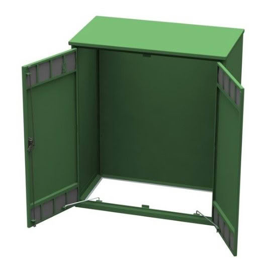 Empty equipment enclosure cabinet open