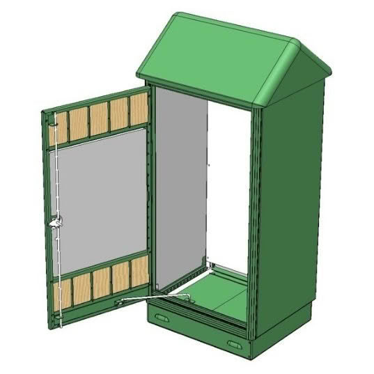 Open outdoor weatherproof cabinet