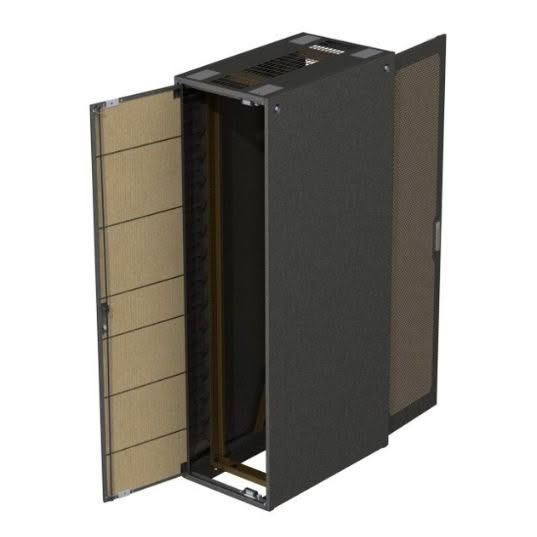 Network rack cabinet with open panel