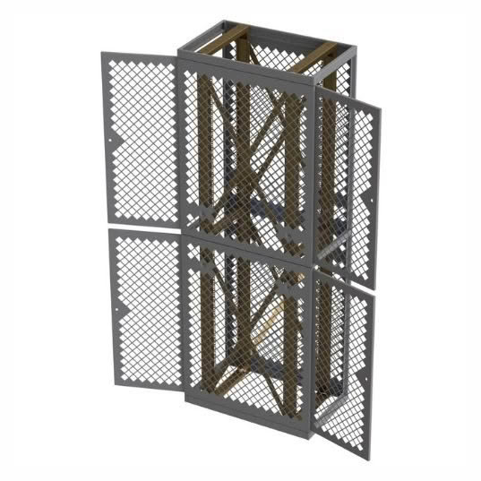 Mesh rack enclosure cabinet open doors