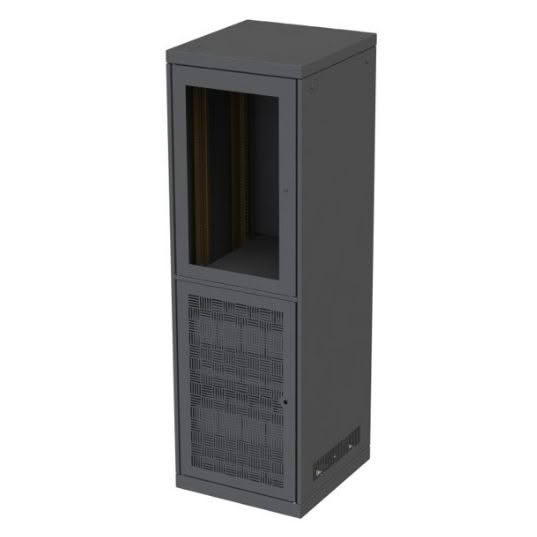 Server cabinet with vented lower panel
