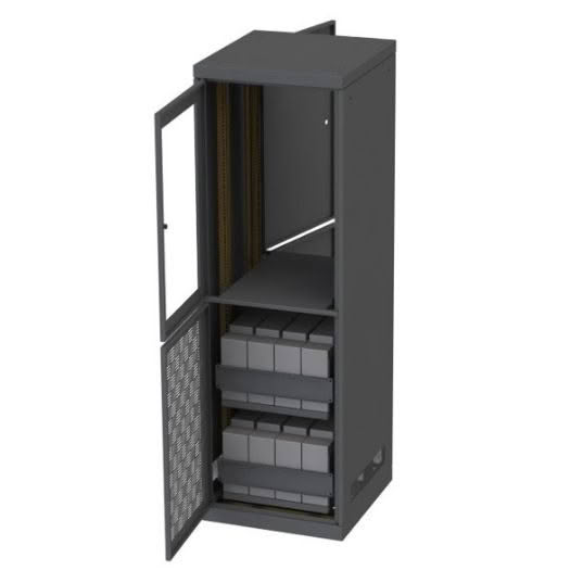 Open network cabinet with lower racks