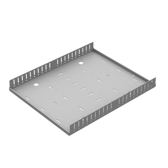 Metal cable tray with slotted base