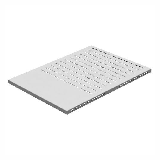 Vented rack shelf metal panel