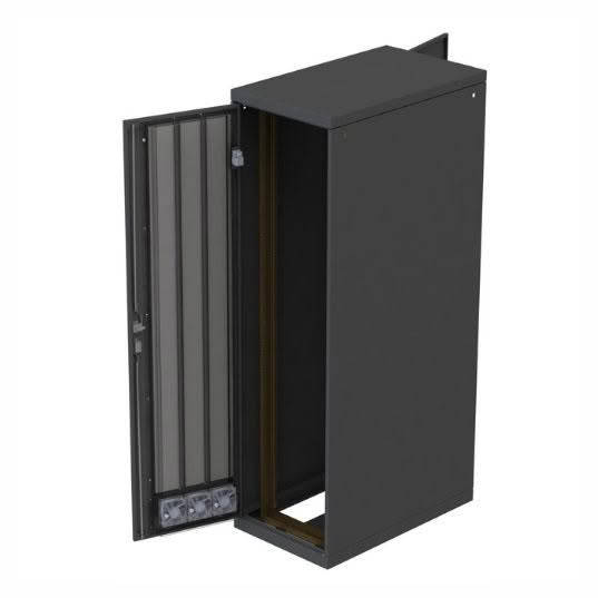 Server cabinet with open door panel