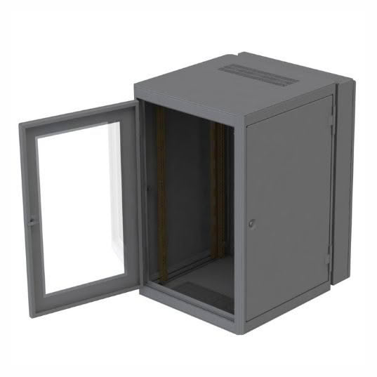 Metal glass enclosure cabinet open