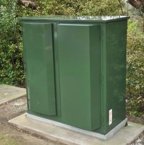Green outdoor enclosure cabinet