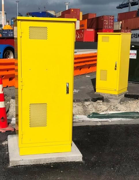 Industrial yellow enclosure cabinet
