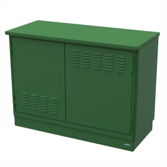Green equipment enclosure with vents