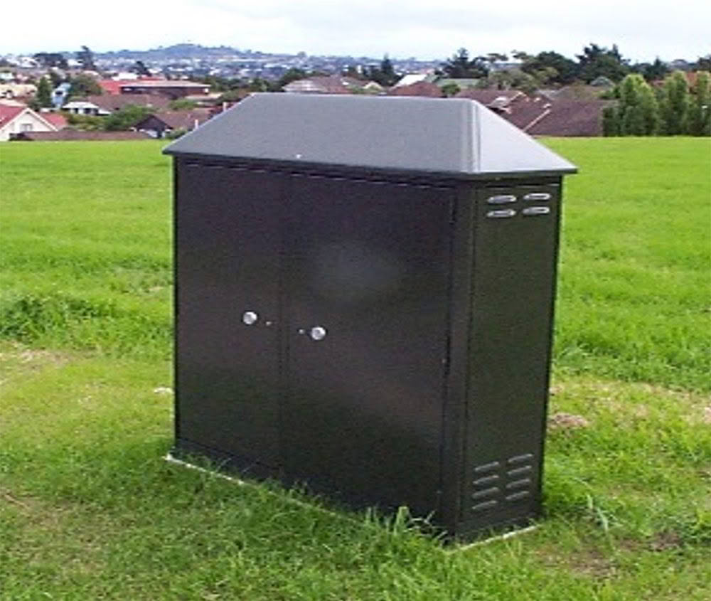 Black outdoor utility cabinet
