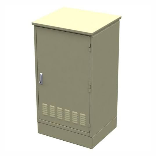 Beige enclosure cabinet with vents