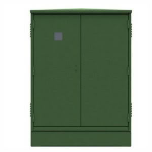 Green outdoor cabinet enclosure closed