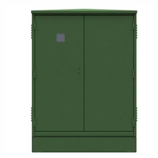 Green outdoor cabinet enclosure closed